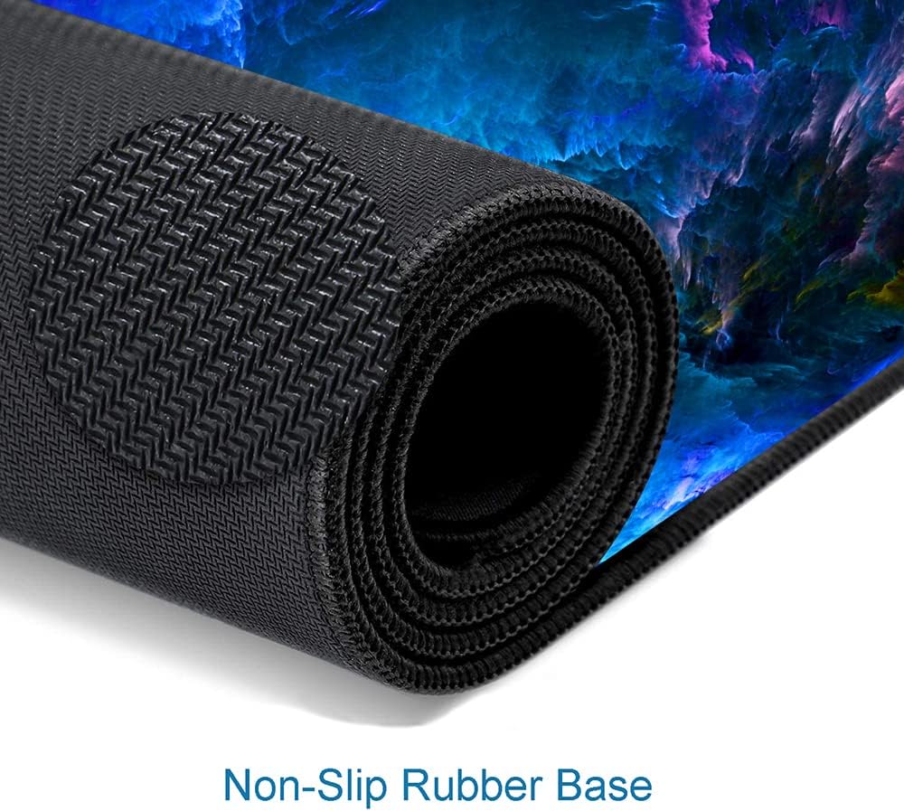 Gaming Mouse Pad, Large Non-Slip Rubber Base Mousepad, Keyboard Mouse Mat, Desk Pad with Stitched Edges, 31.5x11.8inch, Dazzling Galaxy