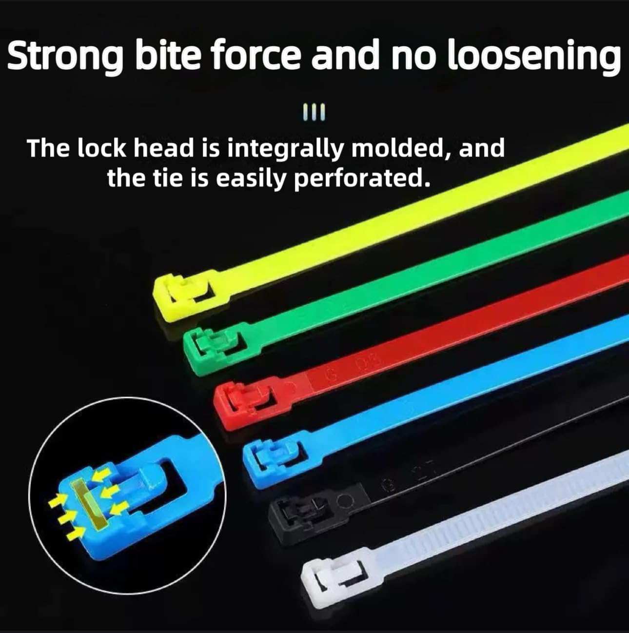 10 Inch 100 PCS Color Releasable Cable Zipper Cable Ties,Adjustable Reusable 50 Lbs Tensile Strength Nylon Cable Ties，Suitable for multi-purpose plastic cable ties in homes, offices and workshops