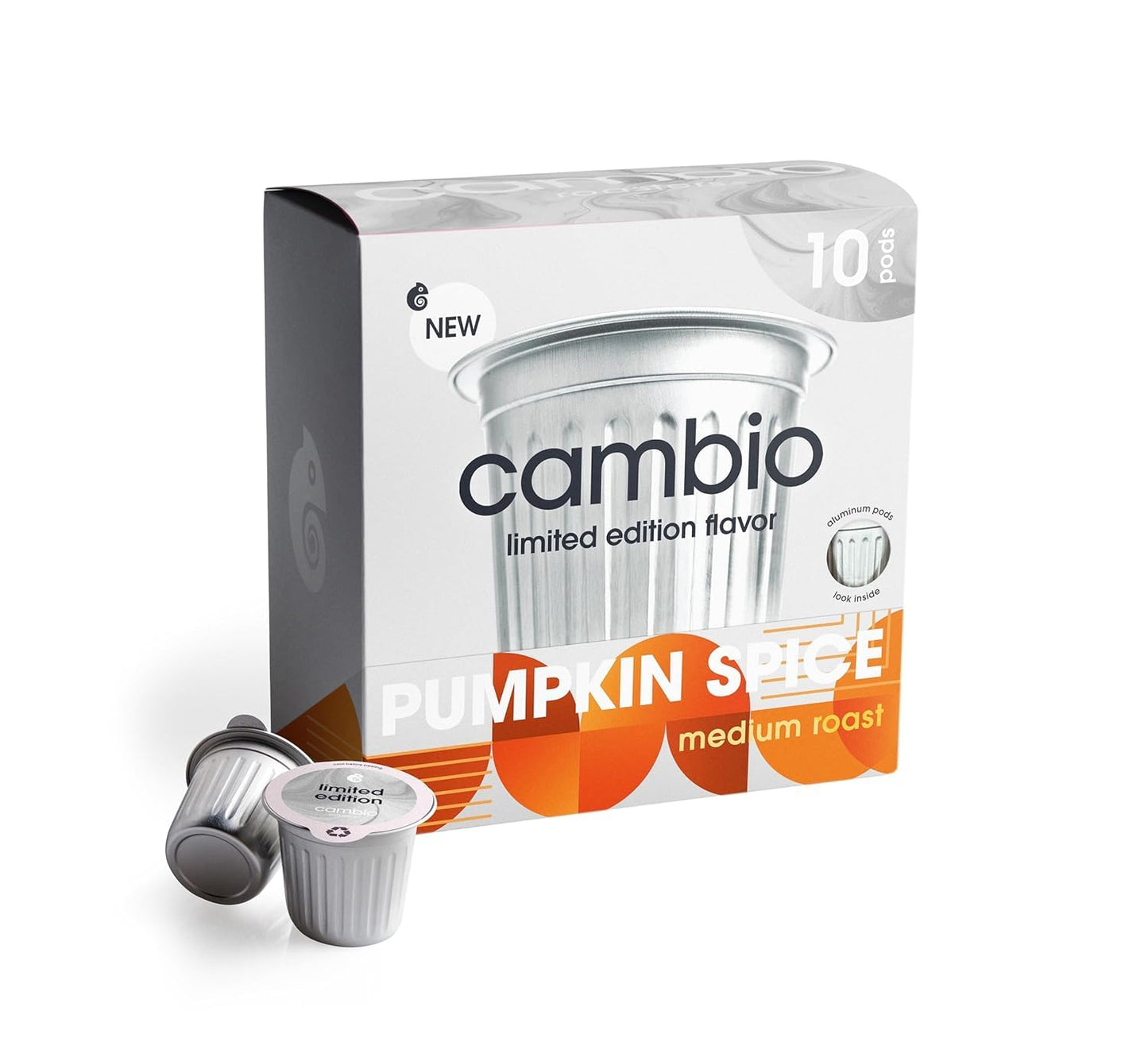 CAMBIO ROASTERS Pumpkin Spice Coffee Pods – Small Batch Medium Roast 100% Arabica Coffee Pod, Recyclable in Aluminum Pods – Keurig-Compatible, 10 Count