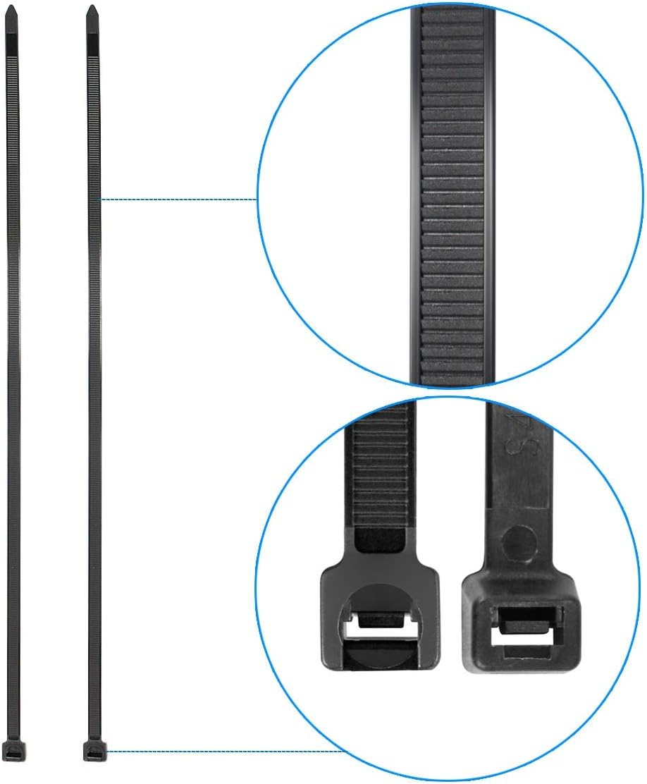 Superun Black Zip Ties 6 Inch, 40 Lbs Tensile Strength Wire Ties (Industrial Grade Cable Ties) Pack of 100