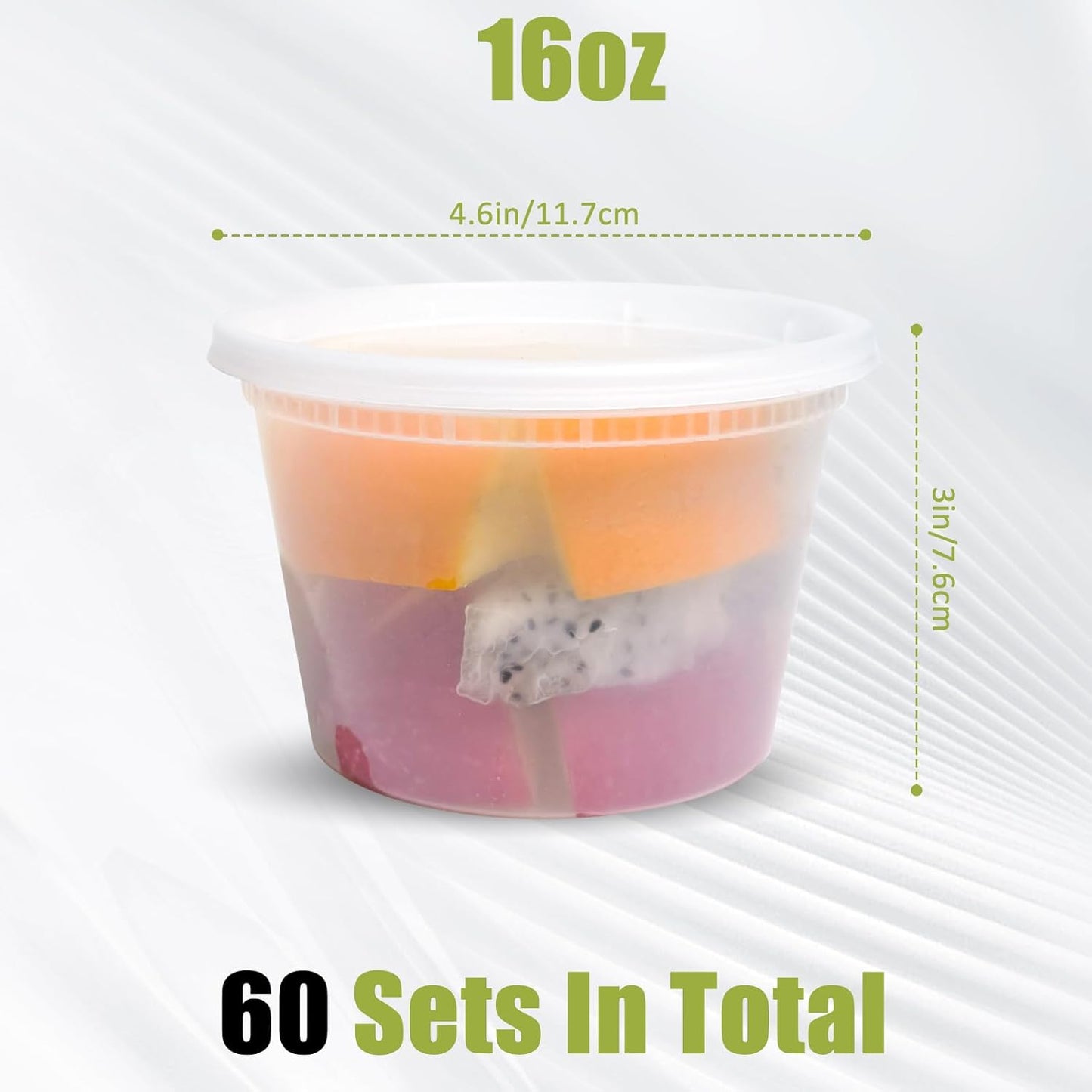 [60 sets] 16oz Plastic Soup Containers with Lids，Deli Containers with Lids，Food Storage Containers with airtight lid，Meal Prep Containers/BPA Free/Freezer Safe/Dishwasher Safe/Microwave Safe/Stackable