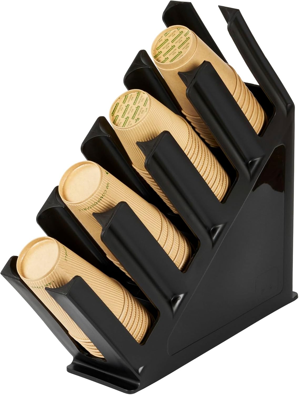 Restaurantware Restpresso Coffee Bar Organizer, 1 Count Durable 4 Compartments, Compact Size, Black Plastic Tabletop Coffee Supplies Organizer For Homes, Office Spaces, Breakrooms, and Lounges