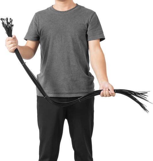 48 inch Black Zip Ties Heavy Duty 20PCS, 200LBS Ultra Exclusive Strong Plastic Wire Ties, Large Cable Ties Extra Long Tie Wraps, Indoor and Outdoor UV Resistant