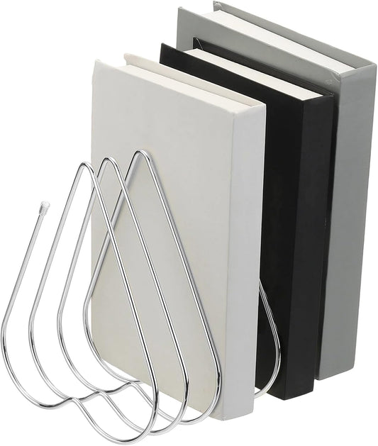 PATIKIL Folder Organizer Stand, 7 Slot Retractable Book Ends Metal Heart Shaped File Rack File Holder Bookshelf for Desk Magazine Letter Paper Mail Home Office Decor, Silver Tone