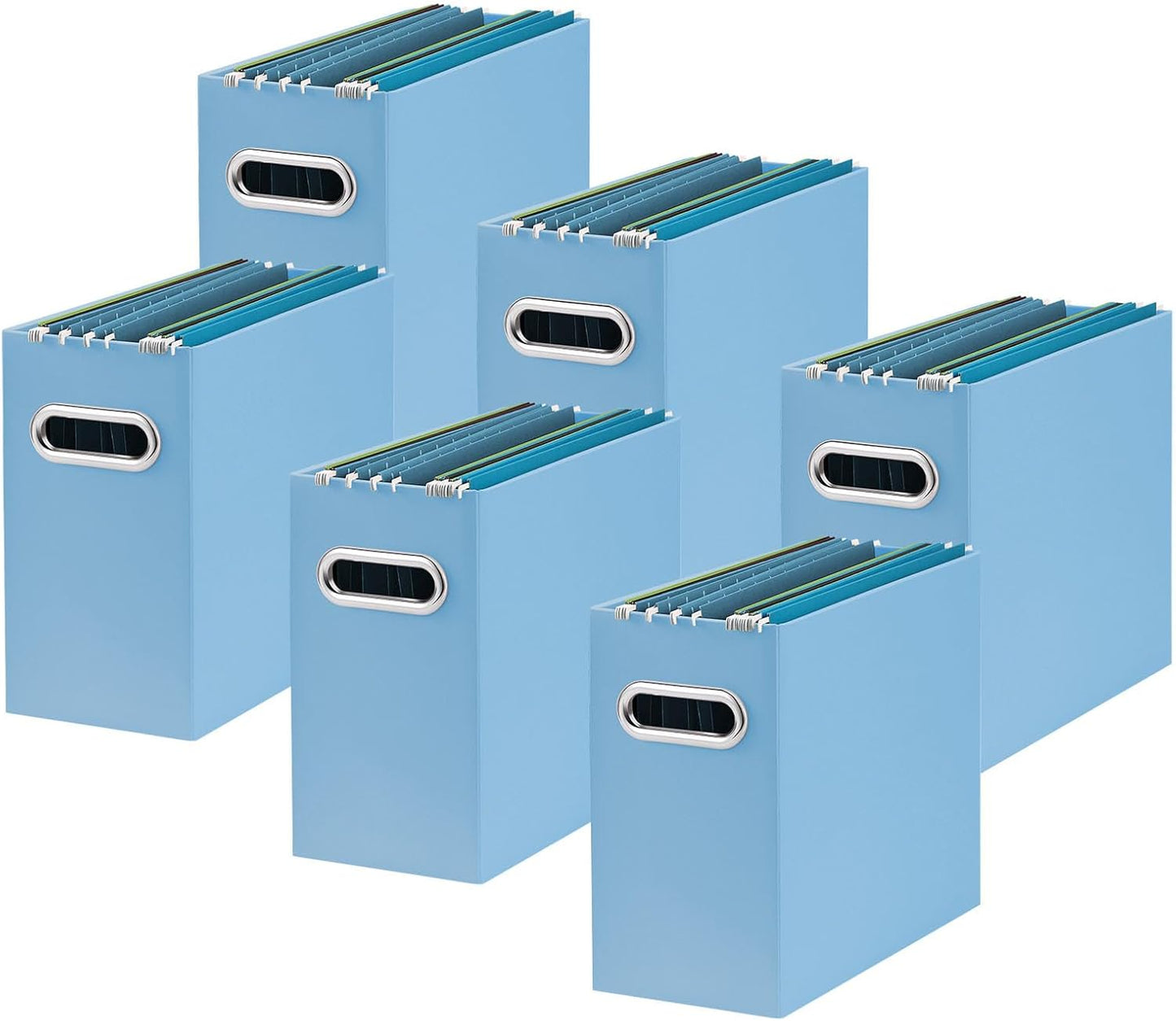 Oterri Cardboard File Organizer Box for Hanging File Folders Letter Size,File Box for Computer Desk,File Cabinet,Working Home,Office,Classroom (Blue, Letter Size - 6 Packs)