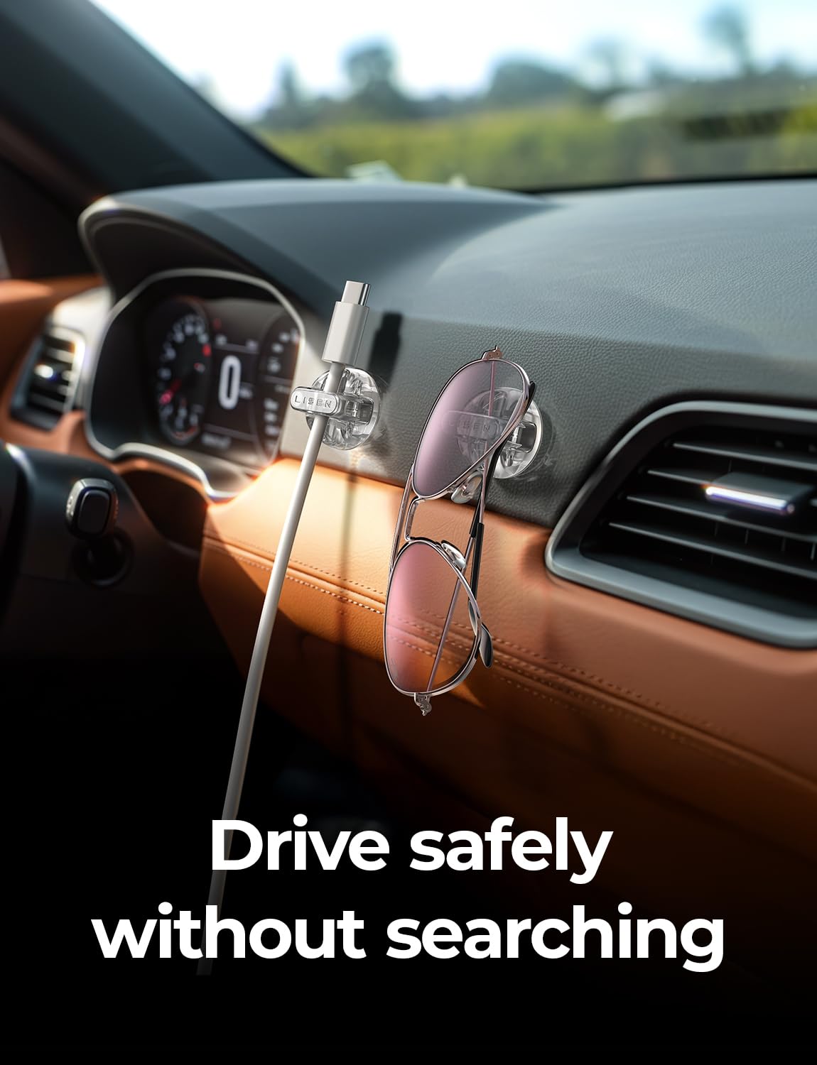 8-Pack Magnetic Cable Clips [1S Snap-On] Cord Holder, LISEN Desk Organizers and Accessories with 4 Extra Strong Adhesive Pads, Wire Organizer for Nightstand, Home, Wall, Car, Desktop,Transparent