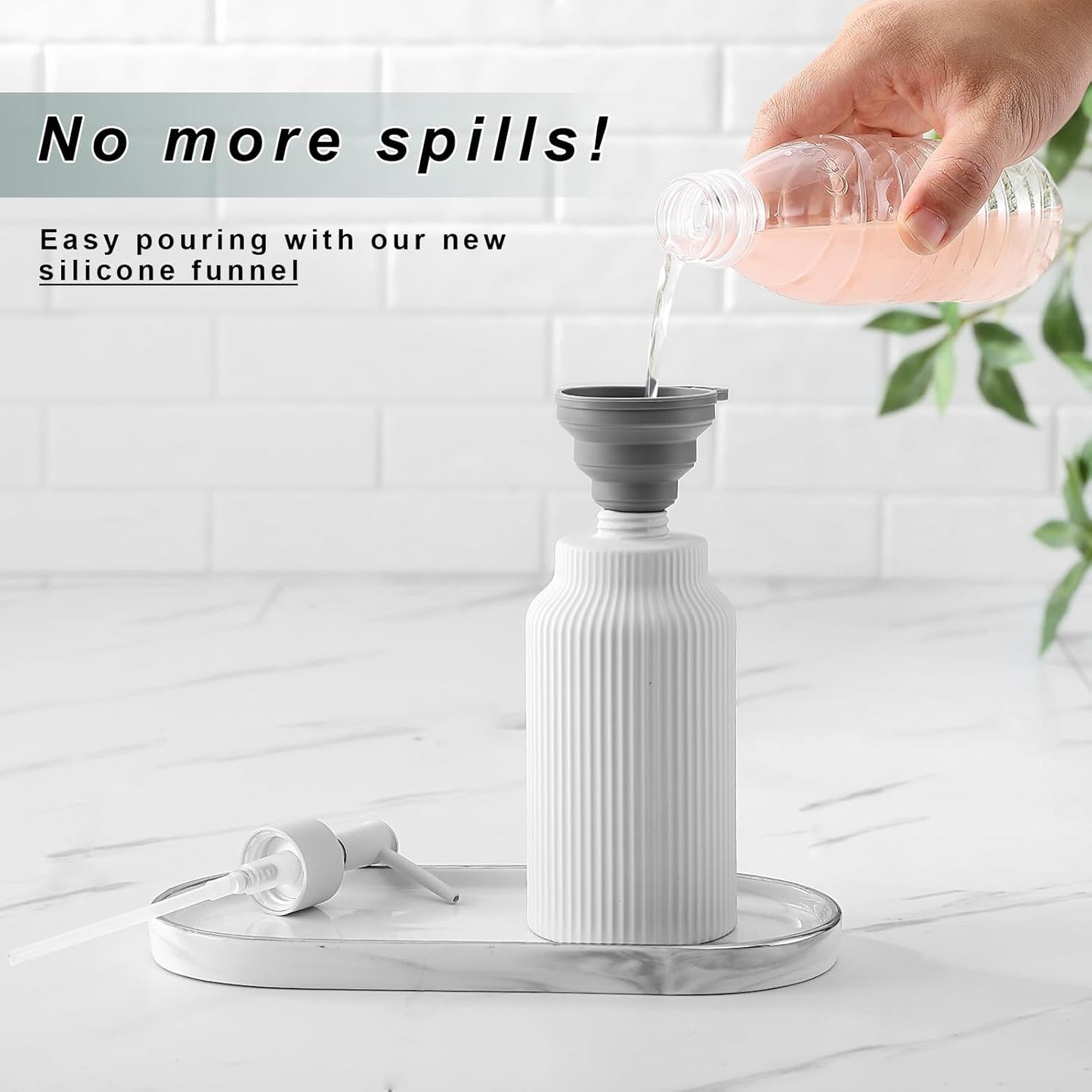 Modern Ceramic Soap Dispenser for Bathroom，14oz Ceramic Soft Touch Hand Lotion Dispenser with Pump，Liquid soap Dispenser for Kitchen Rubber Paint (White)