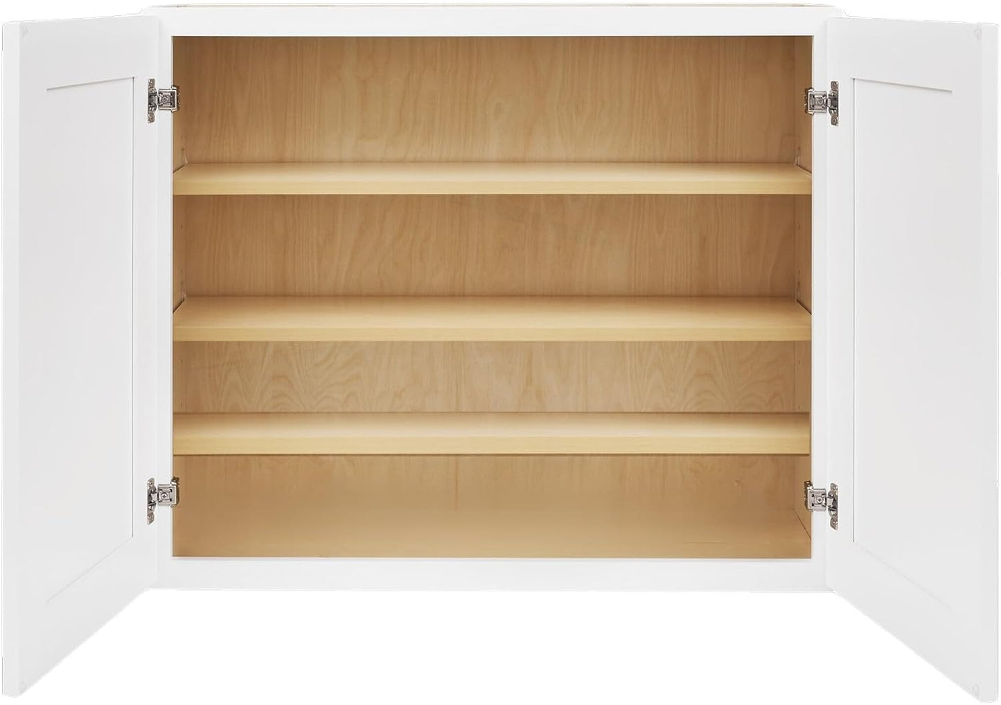 White Shaker Wall Cabinet - Ready to Assemble, Perfect for Kitchen, Laundry, and Bathroom Storage - 36”W x 42”H x 12”D