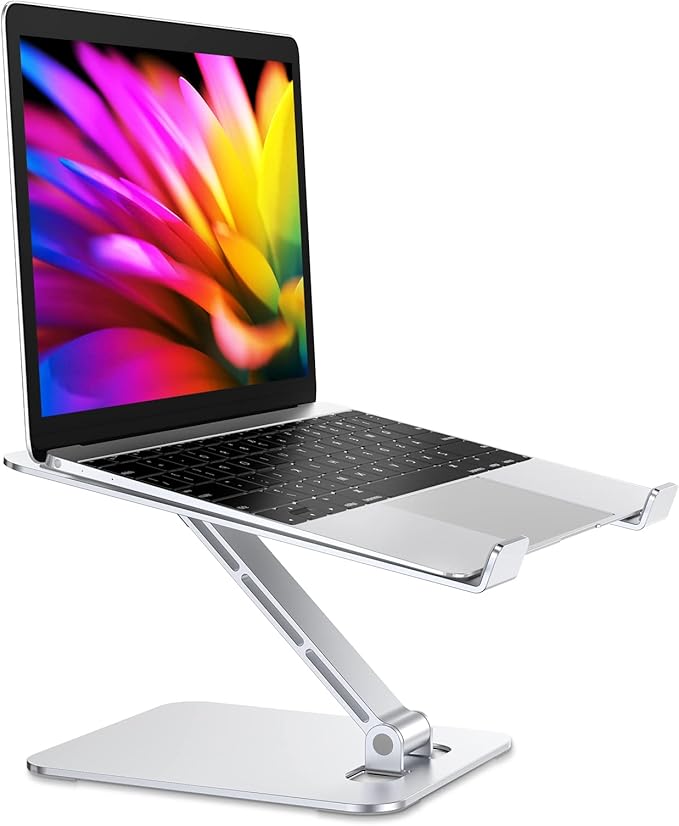 Foldable Laptop Stand, Height Adjustable Ergonomic Computer Stand for Desk, Aluminum Portable Laptop Riser Lecterns Holder Mount Compatible with MacBook Pro Air, HP, Dell 10-16"