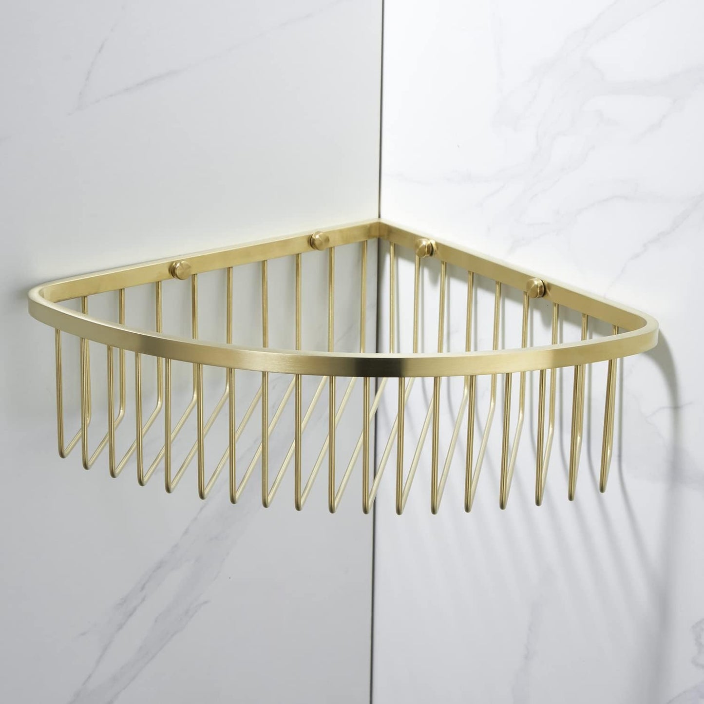 Corner Shower Caddy Organizer, SUS304 Stainless Steel Heavy Duty Rust-Proof Shelf Organizer, Wall Mounted Storage Rack for Bathroom Kitchen, Brushed Gold