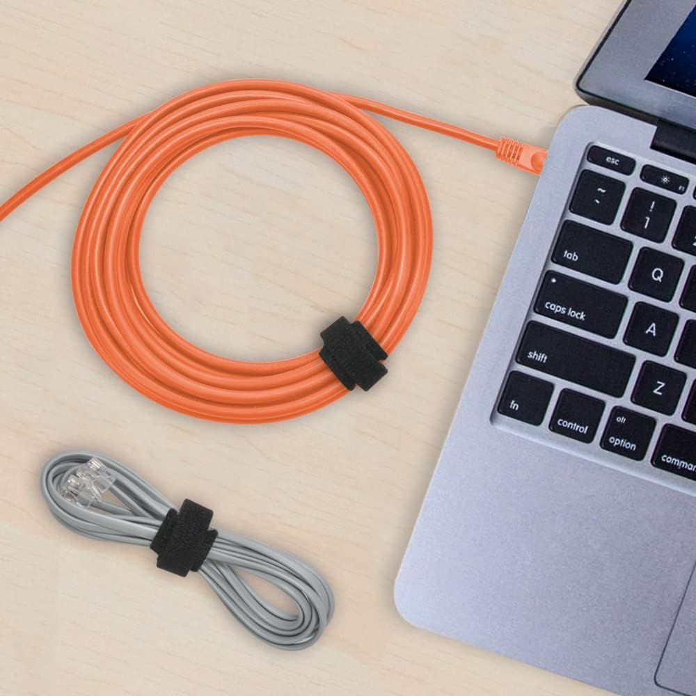 8" (100-Pack) Reusable Hook and Loop Self Gripping Black Fastening Cable Ties - Multipurpose Microfiber Cloth Cable Organizer Ties