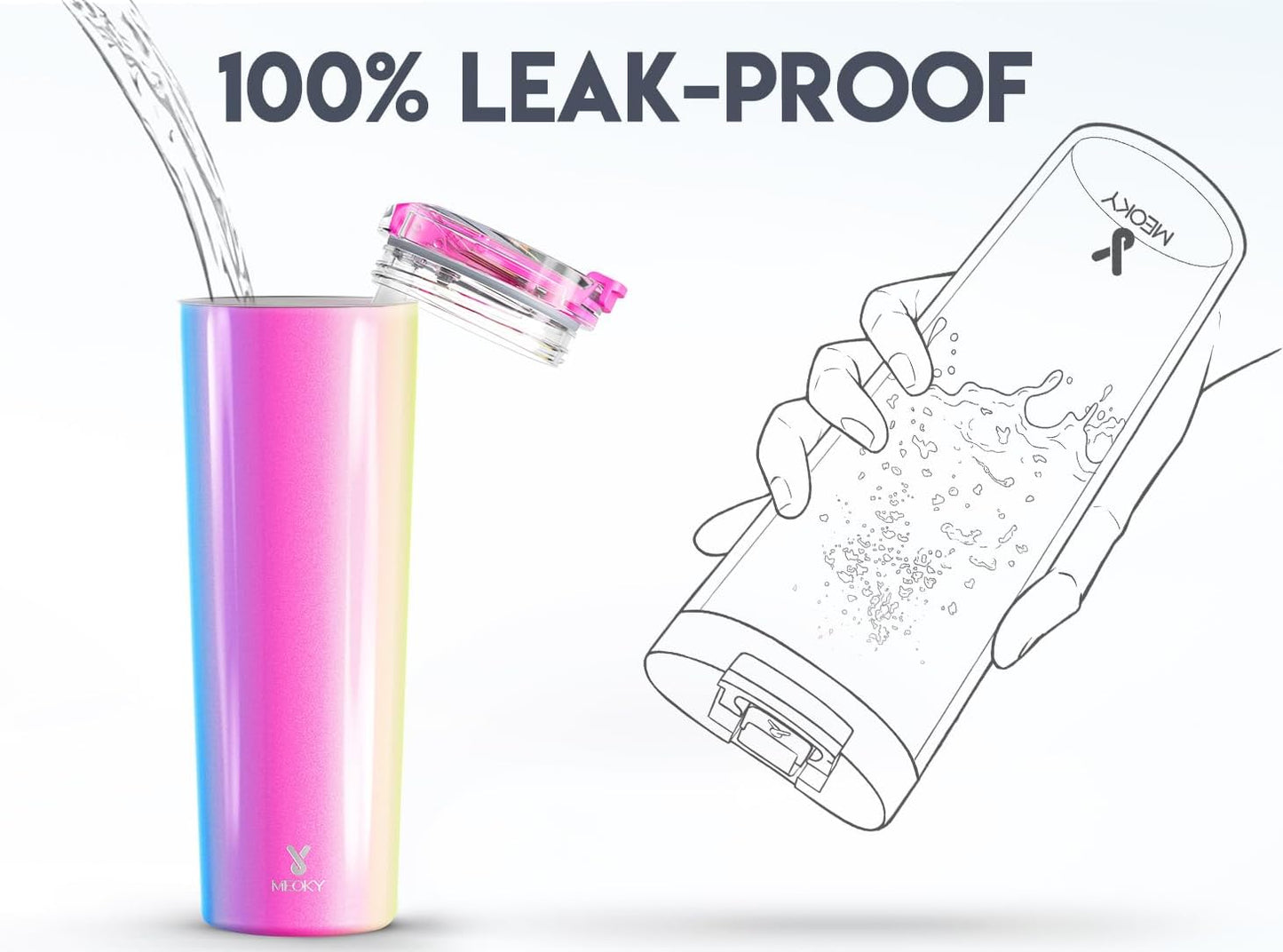 Meoky 30 oz Travel Coffee Mug with Leak-proof Lid, Stainless Steel Insulated Coffee Tumbler, Keeps Hot for 8 Hours or Cold for 24 Hours, Fits in Car Cup Holder (Carnival)