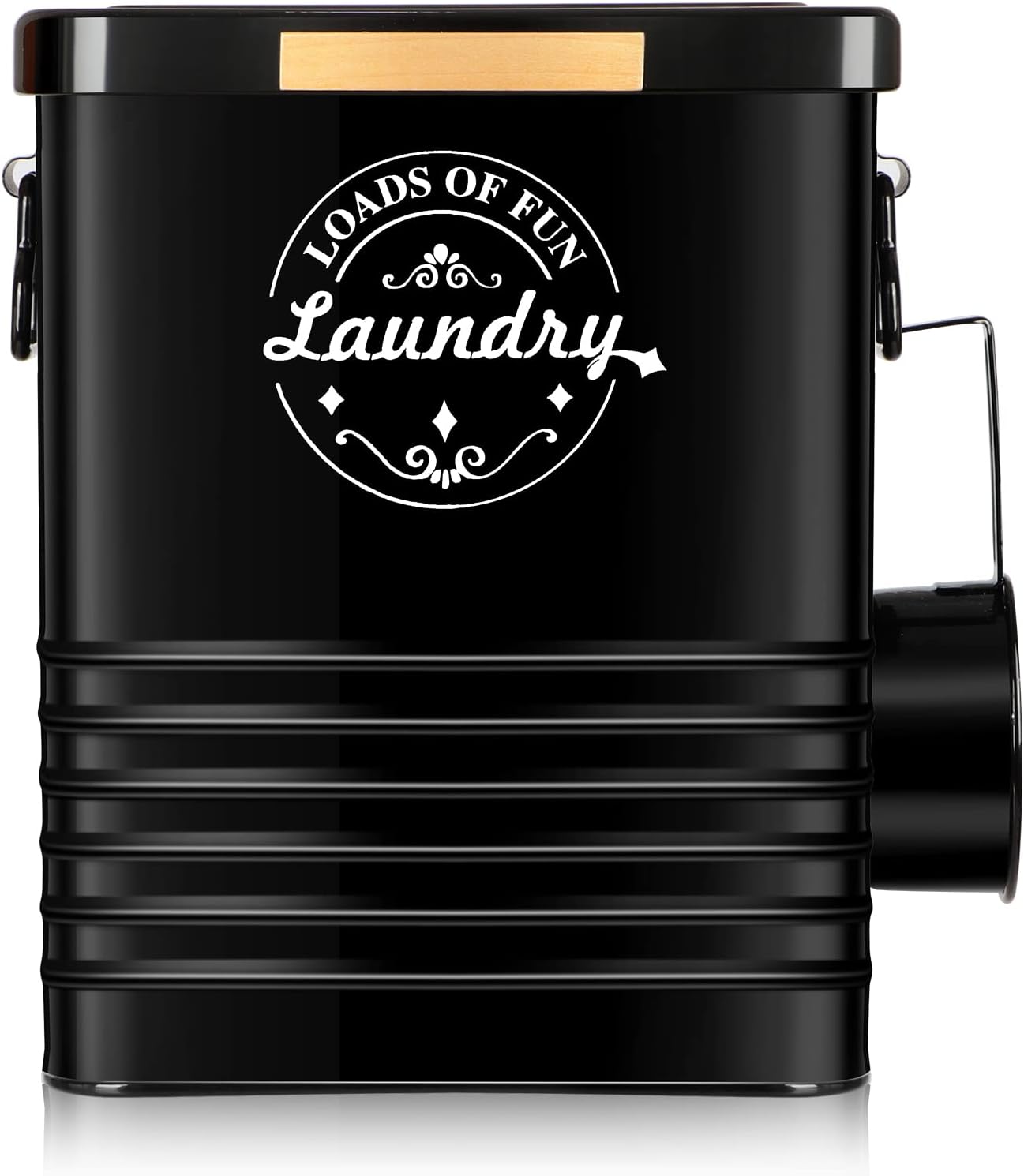 Laundry Detergent Powder Container Dispenser Holder for Laundry Room Organization. Metal Laundry Soap Dispenser with Scoop and Lid. Modern Farmhouse Laundry Room Decor and Accessories (Black)