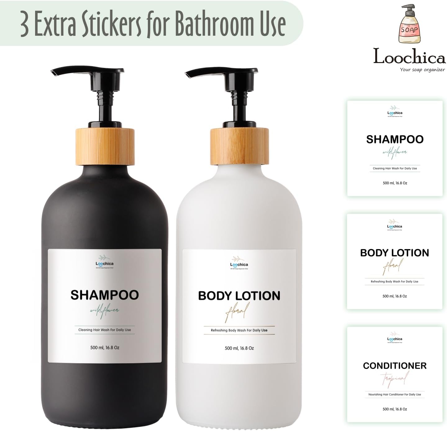 2 Pack Glass Soap Dispenser Set, Hand and Dish Glass Soap Dispensers for Kitchen Sink, Kitchen Soap Dispenser Set Suitable for Black and White Kitchen Décor