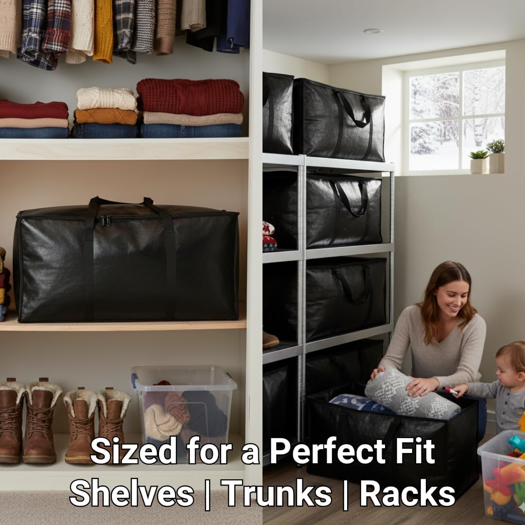 BAG-THAT! 6 - Pack Heavy Duty Large Moving Bags, with Strong Zipper and Comfortable Handles Durable & Sturdy Clothes packing Storage Bags Totes Bins Packing Moving Boxes College Supplies for moving.