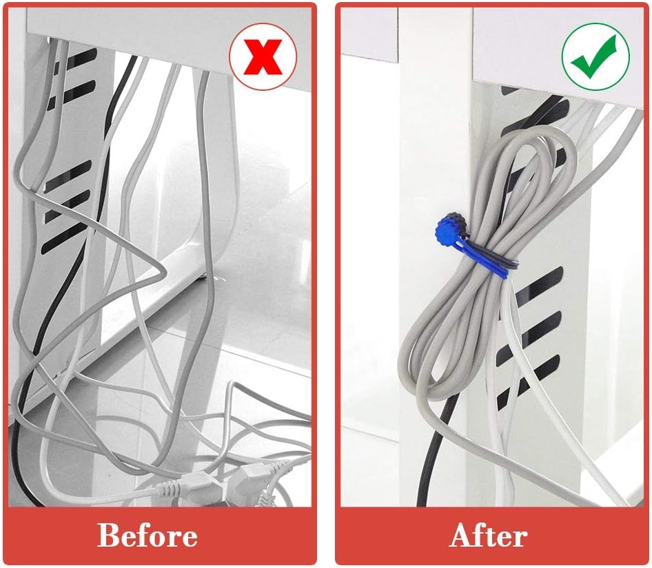 Rich&Ray Reusable Silicone Twist Ties, Magnetic Cable Ties with Strong Magnet for Organizing Cables, Hanging Stuff, Used in Many Ways or Just for Fun (6C - 6pack)