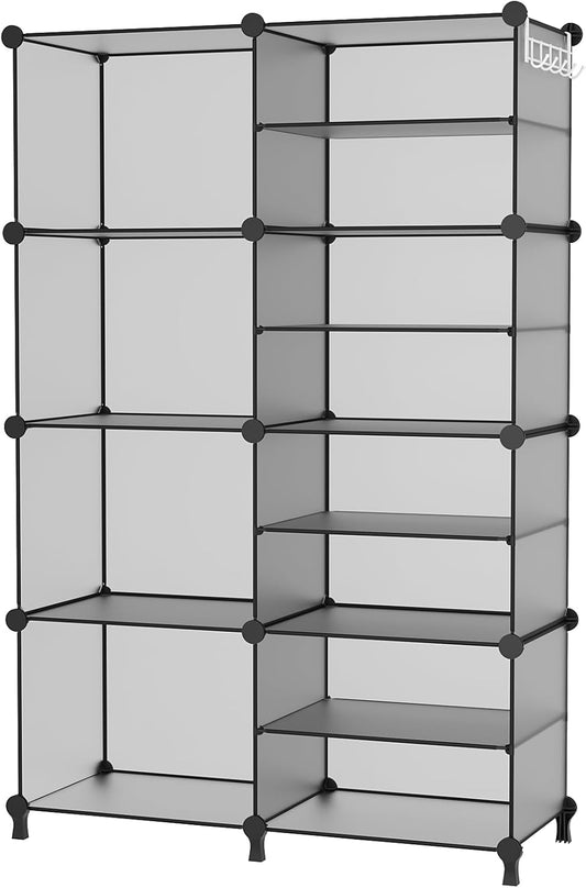 AWTATOS Closet Organizer 8 Cube Storage Shelves Clothes Organizers Stackable Cubby Shelving for Closet Bedroom Living Room Grey
