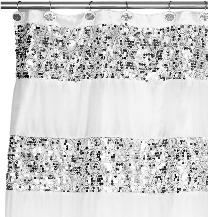 Zahari Home Sinatra Bathroom Shower Curtain Set - 13pc Classic White Shower Curtain & Hooks - Unique Design