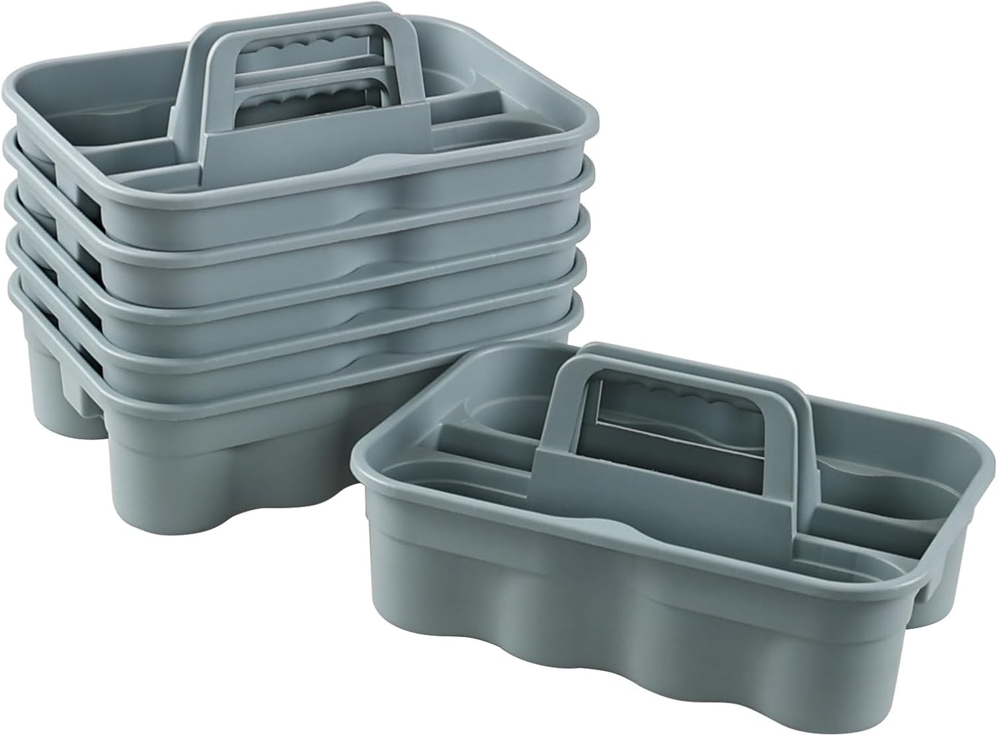 6-Pack Plastic Shower Caddy Tote, Portable Storage Caddy Basket Organizer with Handle, Commercial Caddy Tray Tool Organizer Bucket