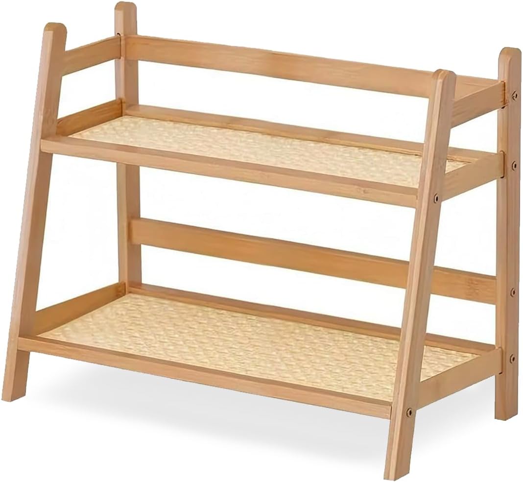 2 Tier Coffee Bar Station Organizer & Bamboo Mug Holder – Countertop Tea and Coffee Bar Accessories Stand, Matcha Display Shelf with Condiment Storage Rack, Cup Organizer for Kitchen Counter (Large)