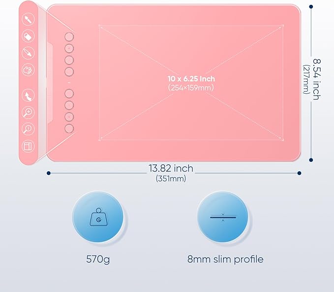 Drawing Tablet-XPPen Deco 01 V3 10x6.25 Inch Graphics Tablet Digital Drawing Tablet for Chromebook with 16384 Levels Pressure Battery-Free Stylus and 8 Shortcut Keys (Pink)