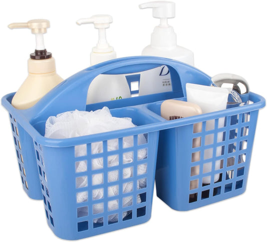 JiatuA Portable Shower Caddy Basket with Compartments Cleaning Supplies Organizer with Handle Plastic Storage Divided Tool Bin for Bathroom, Bedroom, Kitchen, College Dorm, Garden, Under Sink, Blue