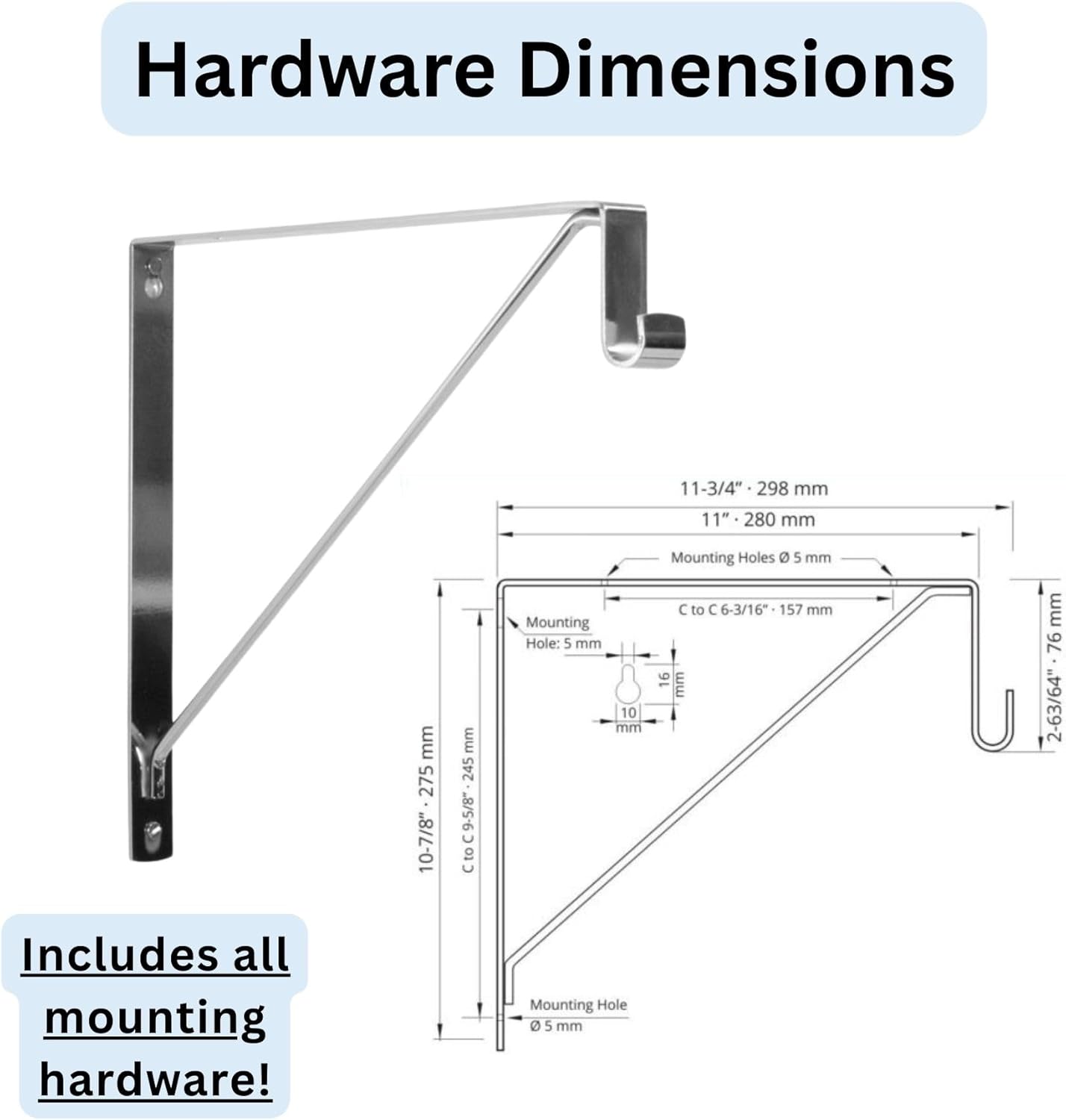 Custom Cut-to-Size Premium Wall-Mounted Shelf with Rod and Bracket Kit. 3/4" Thick Shelves, 14 inches deep. Customize The Length from 16" up to 72".
