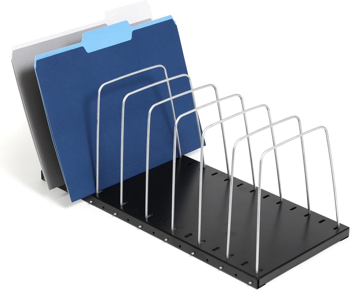 Huron Steel Wire Adjustable Vertical 8-Slot Desk File BinderOrganizer Storage