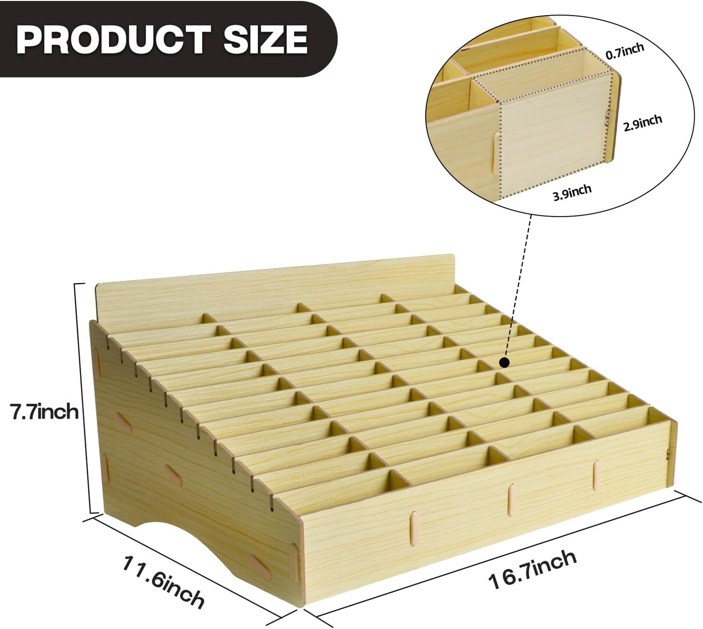 HengTianMei 48 Grid Wooden Desktop Storage Box Mobile Phone Management Storage Box Creative Desktop Office Meeting Finishing Grid Multi Cell Phone Rack Display