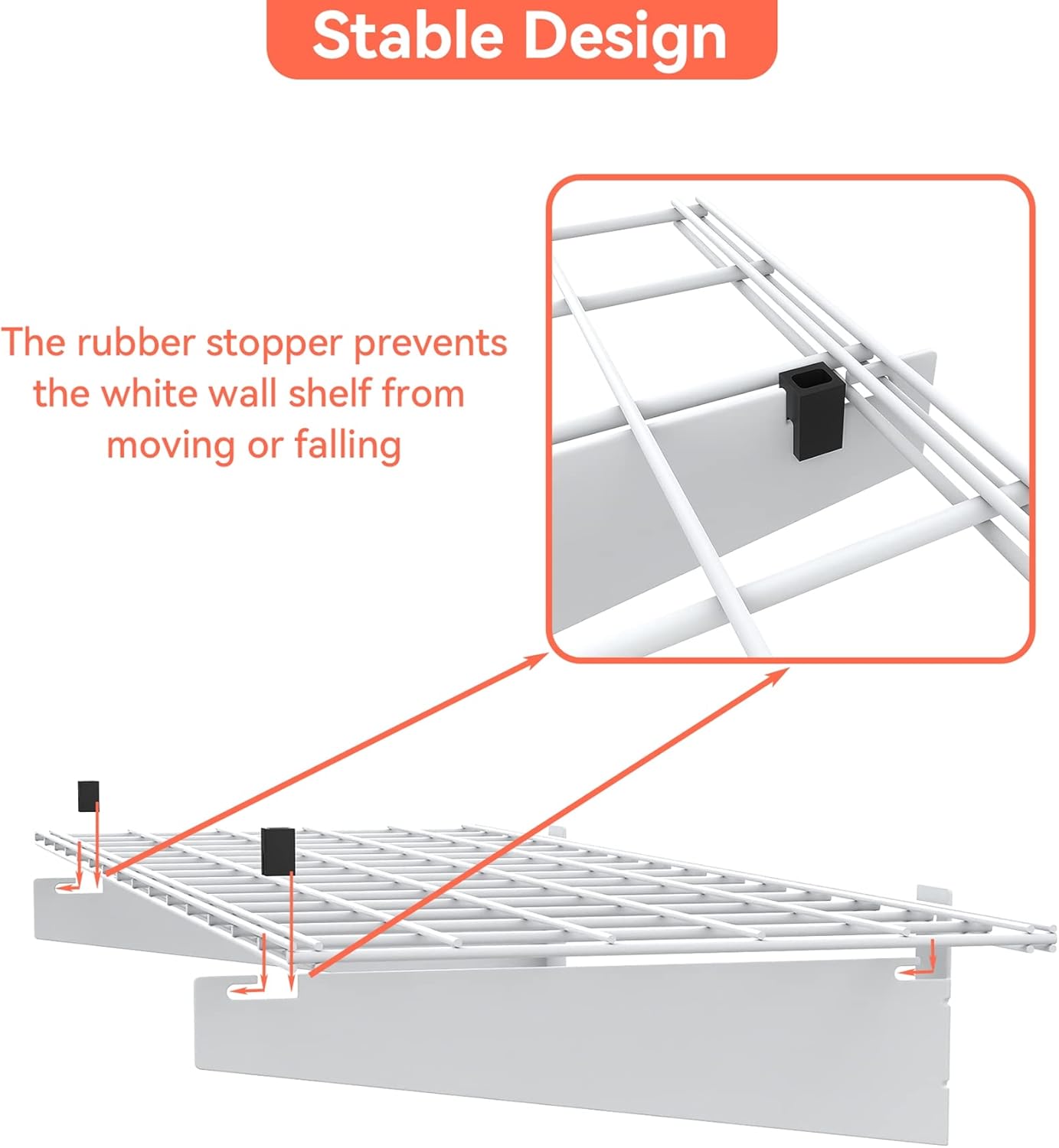 TORACK 2 Pack Garage Storage Wall Shelves, 15" x 45" Wall Mounted Wire Shelves for Garage Heavy Duty Wall Shelving(Pack of 2, White)