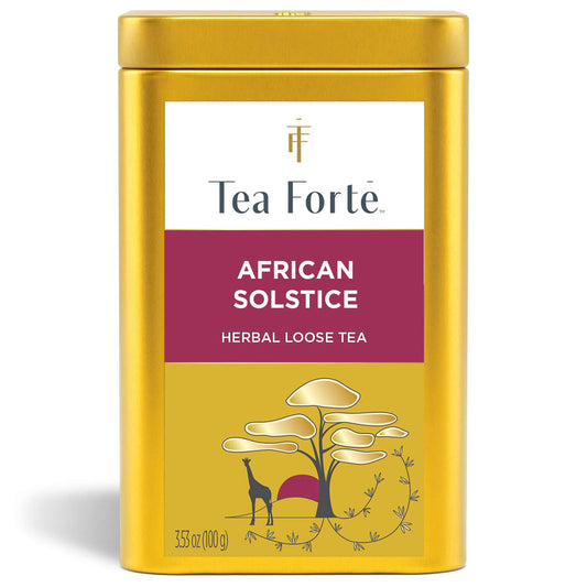 Tea Forte African Solstice Premium Loose Leaf Caffeine-Free Herbal Tea Blend Canister, Makes 35-50 Cups