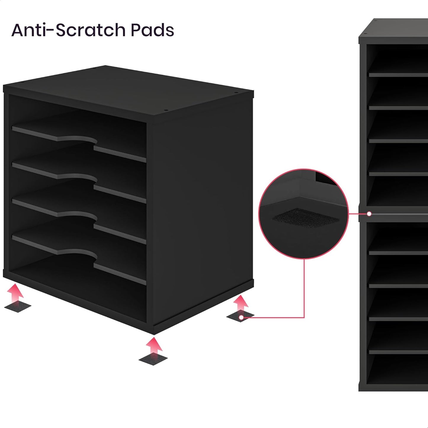 Ballucci File Organizer Paper Sorter, 5 Tier Adjustable Shelves Office Desk Organizer, 13 5/8" x 9 1/4" x 12", Black