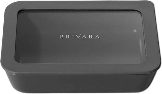 Ceramic Coated Glass Food Storage Container | No PTFE, PFOA, PFAS, and BPA | Reusable Non Toxic Meal Prep Container with Glass Lid | Easy To Store | 3 Cup Rectangle [Onyx]