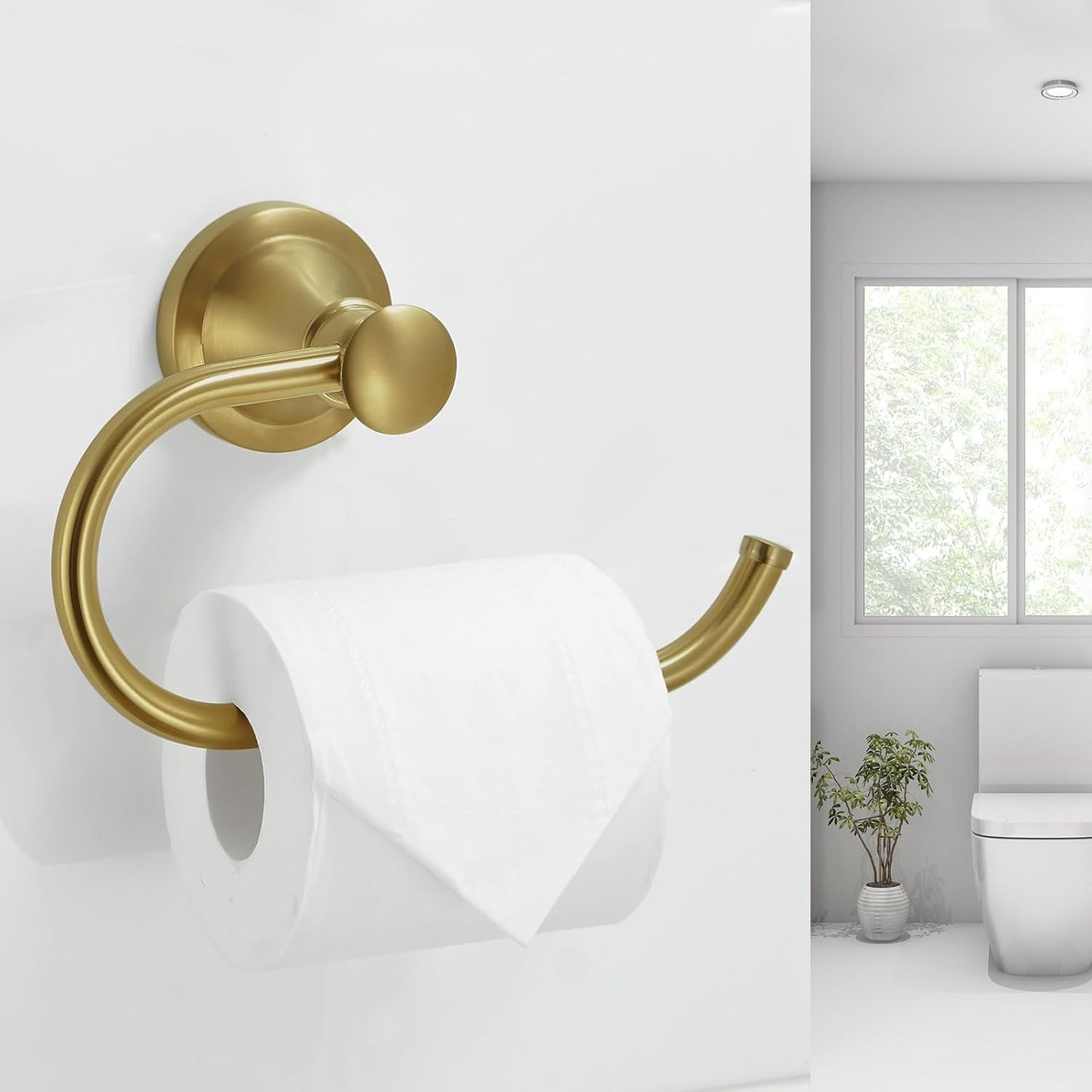 BESy Brushed Gold Toilet Tissue Paper Holder Brushed Gold Bathroom Accessories Toilet roll Paper Hanger, Wall Mounted, Rustproof