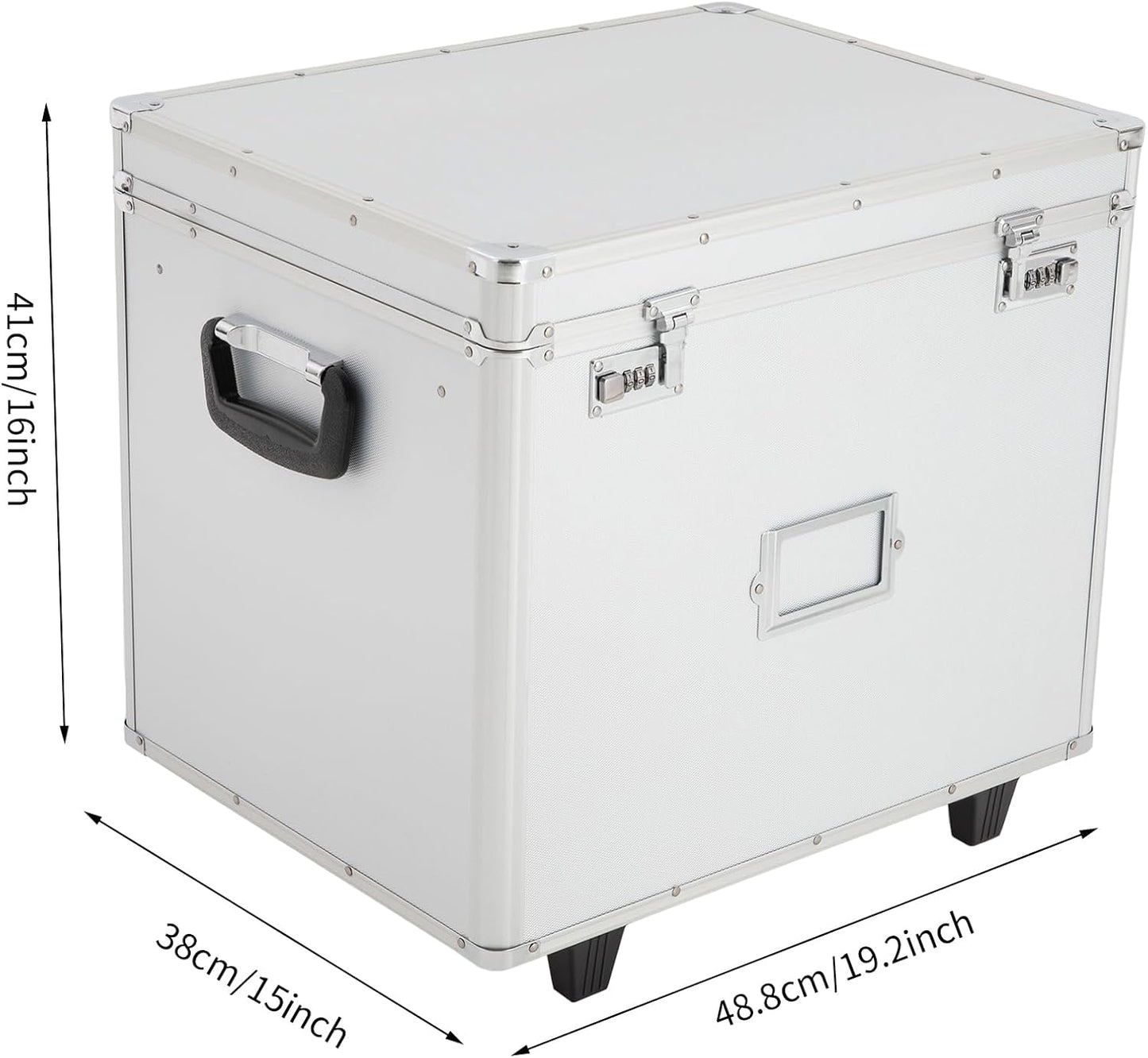 Rolling Cart for Teachers, Rolling File Cart with Hanging Folders, Portable File Box with Handle, Aluminum Alloy, Passcode Lock, Silver