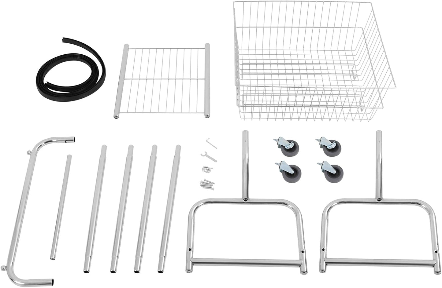 Laundry Basket with Wheels,Commercial Laundry Basket Cart,Heavy Duty Rolling Wire Lau-ndry Cart with Rod Rack for Clothes Storage (Type 3)