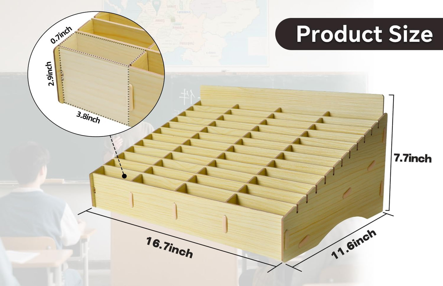 HengTianMei Wooden Desktop Storage Box Mobile Phone Management Storage Box Creative Desktop Office Meeting Finishing Grid Multi Cell Phone Rack Display (New 48)