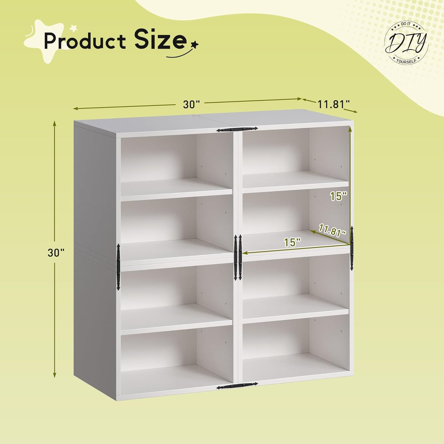 4-Tier Stackable Cube Storage Organizer, DIY Bookcase with 4 Removable Open Shelves & Anti-Tip Design, Cube Book Shelf for Bedroom, Office, Dorm,30" W x 11.81" D x 30" H, White