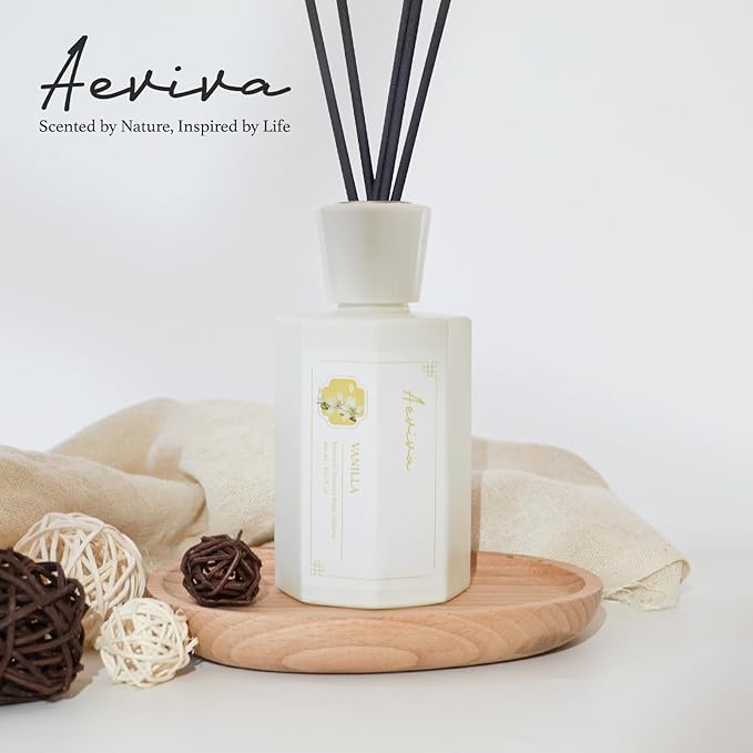 Reed Diffuser Set, 6.7 oz Vanilla Scented Reed Diffusers for Home with Sticks, Home Fragrance Oil Scent Diffuser for Bathroom, Decor & Gift