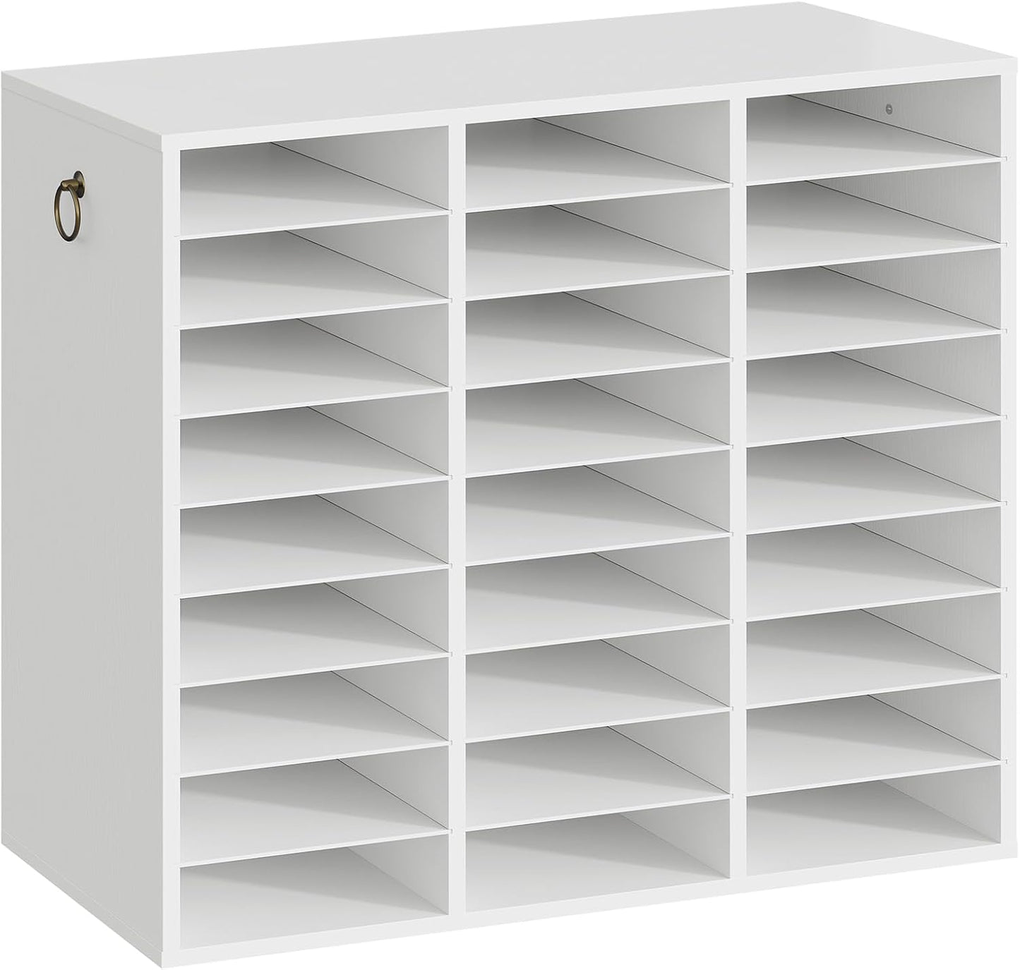 HOOBRO Literature Organizer, 27 Compartments Wooden Mail Organizer, Countertop Literature Sorter with Adjustable Shelves for Home, Office, School, Student Mailbox for Classroom, White WT27WF01