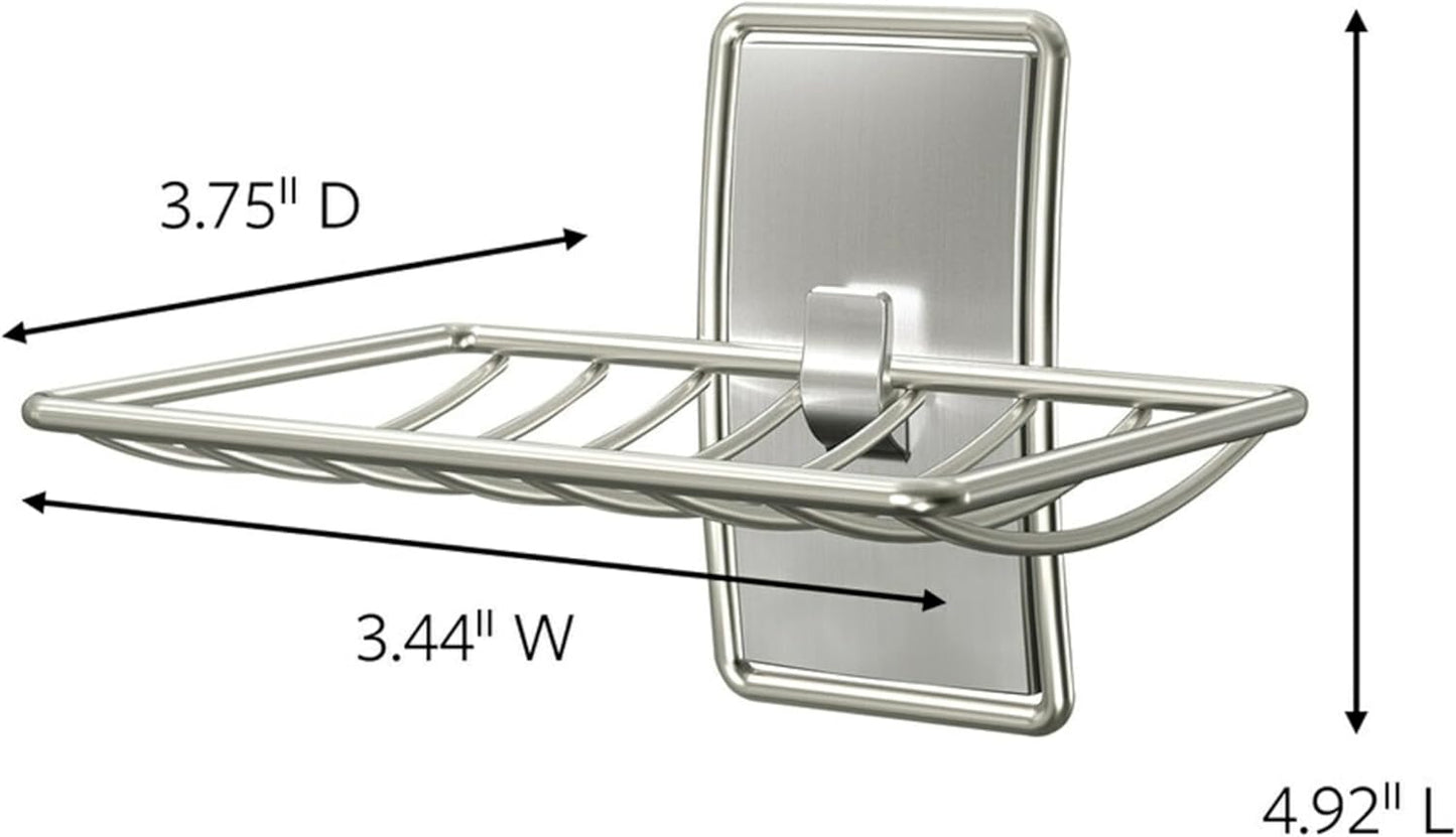 Command Soap Dish for Shower, Damage Free Hanging Bathroom, No Tools Bar Soap Holder, 1 Satin Nickel Soap Dish and 2 Water-Resistant Command Strips