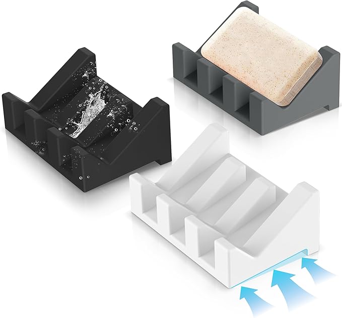 Silicone 3pcs Shower Soap Holder Bathtub Soap Dish Keeps Soap Bar Dry
