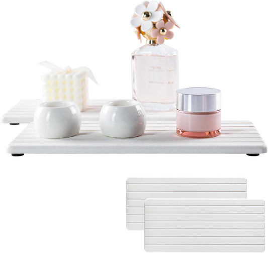 2 PCS Water Absorbent Diatomite Coasters (12.2" x 5.5"), Grooved Design, Water Absorbing Stone Used for Hand Soaps & Plants & toiletries in The Modern Home