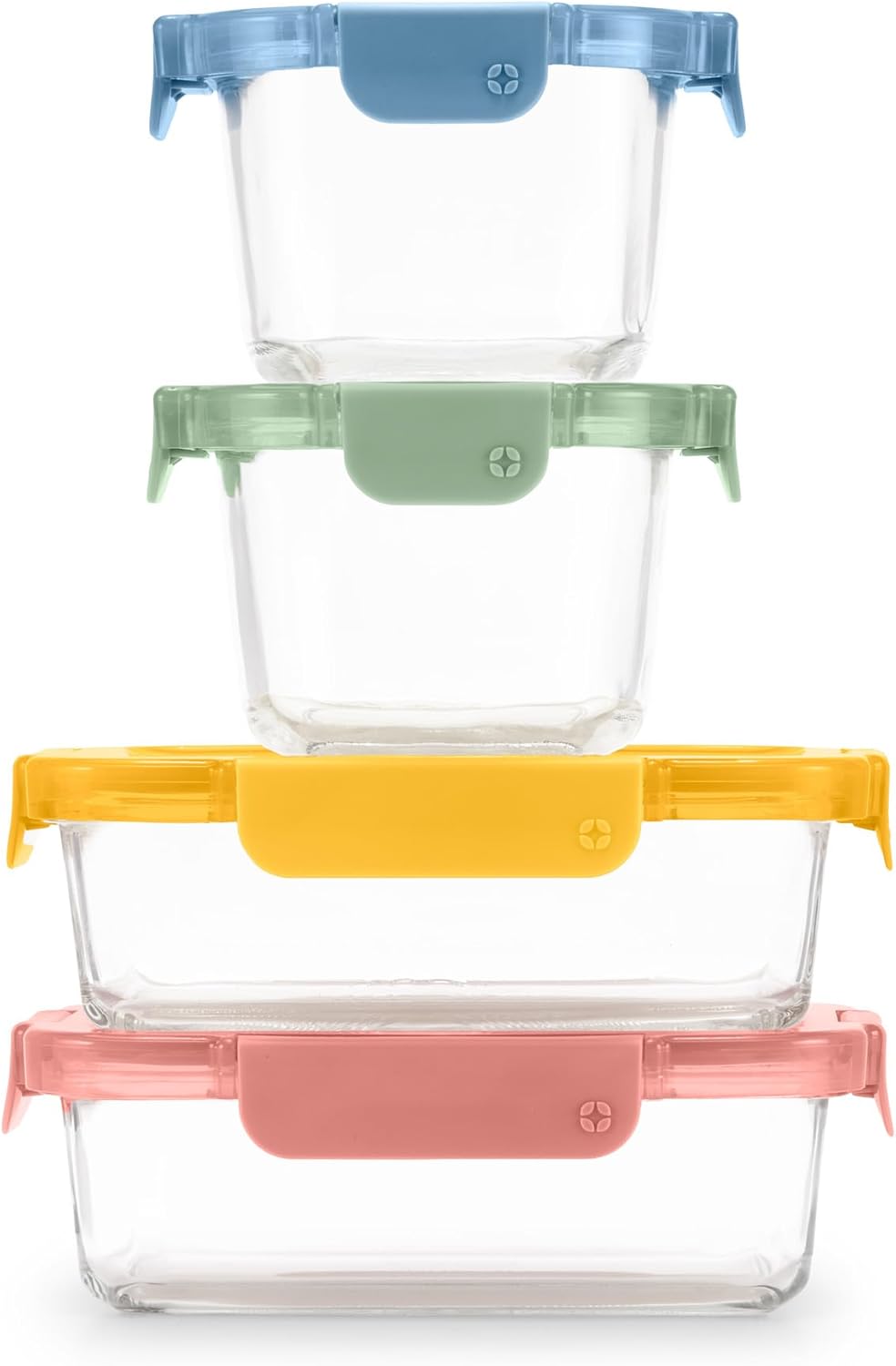 Ello Color Lock 8PC Mixed Glass Food Storage Sets, Leak-Proof Glass Food Storage Containers with Airtight BPA-Free Plastic Lids, Dishwasher, Microwave, and Freezer Safe, Desert Festival