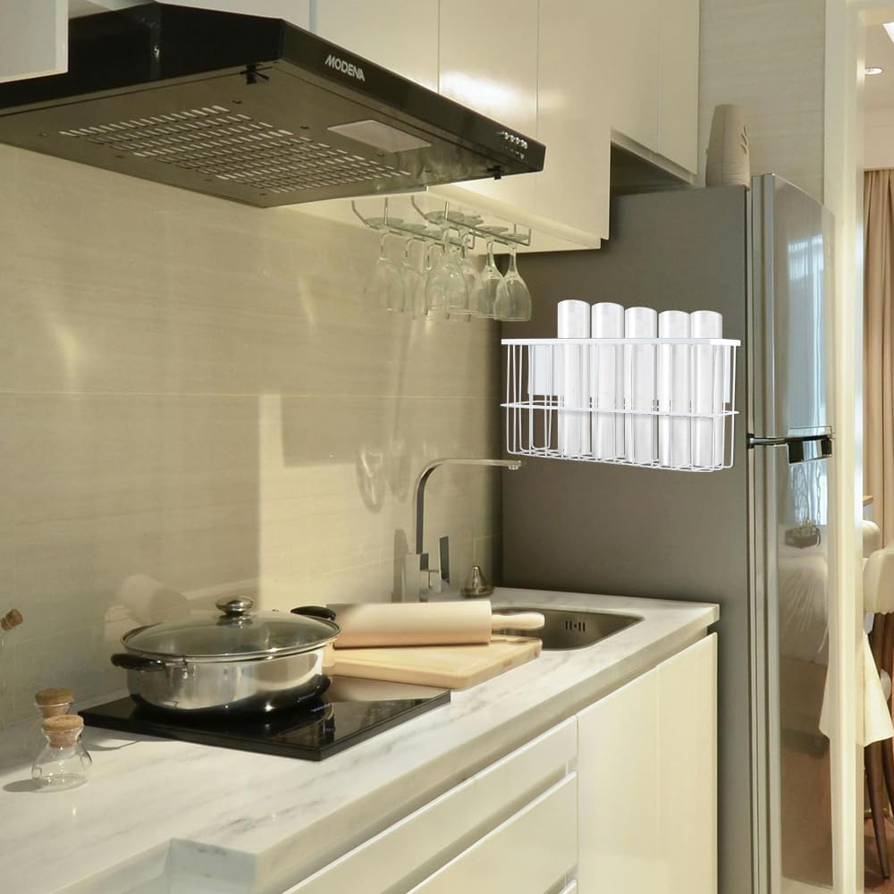 Picowe Extra Large Dryer Ball Organizer Magnetic Storage Bin, Magnetic Basket Dryer Ball Holder for Laundry Room Organization and Storage to Hold 10 Plus Dryer Balls, Without Balls (White, XL )