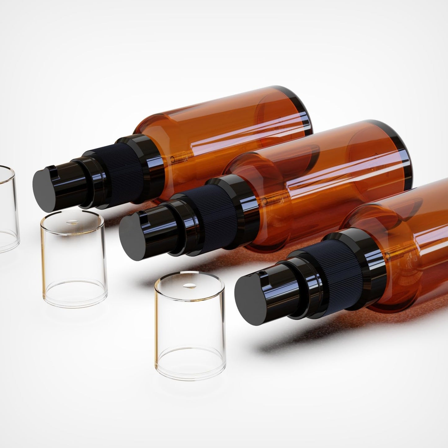 12Pack 1oz Amber Glass Pump Bottles, 30ml with Black Pump, Empty Refillable Travel Small Container For Lotion Cream Essentil Oil Shampoo (1oz)