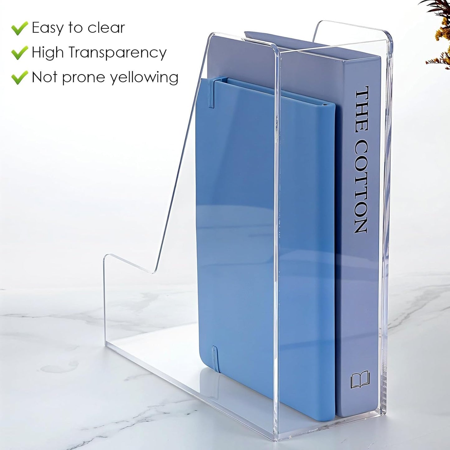 2-Pack Clear Acrylic Magazine File Holder, Vertical Desk Organizer and Storage Rack for Office Desktop and Home Workspace Holds Folders Binders Notebooks A4/Letter Paper 9.45" x 10.24" x 3.62"