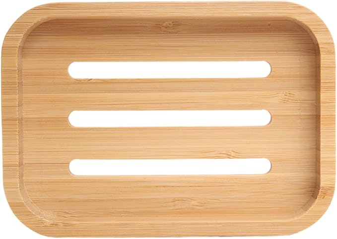 Bamboo Bar Soap Holder Wooden Soap Dish for Shower Bathroom Kitchen with Self Draining Tray