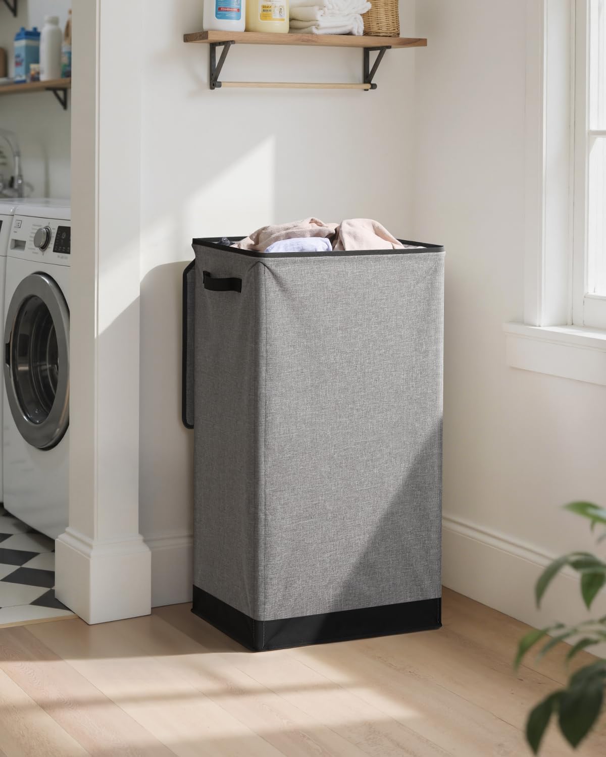 SOLEDI Laundry Hamper with Lid 100L Large & Tall Collapsible Laundry Basket, Clothes Hamper with Bag Removable Easy to Carry, Dirty Hampers for Bedroom, Bathroom, Dorm, College, Grey