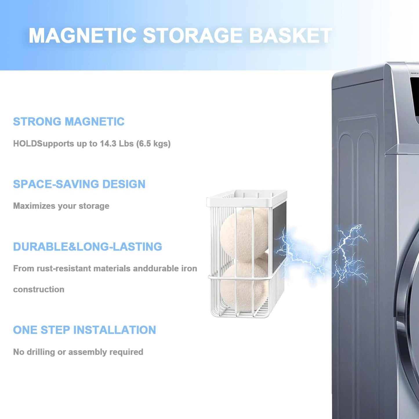 Magnetic Dryer Ball Holder Magnetic Lint Bin for Laundry Room Wool Dryer Ball Organizer, Iron Dryer Ball Container for Laundry Room Organization and Storage